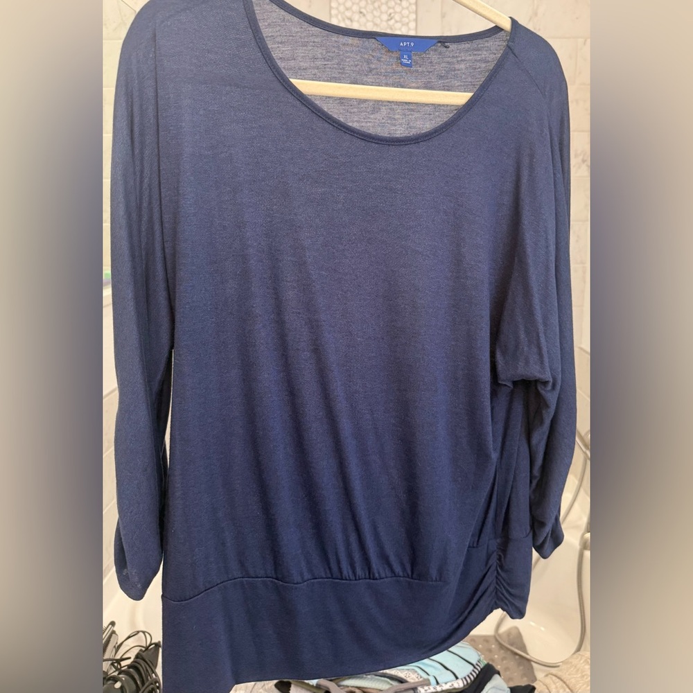 Apt. 9 Deep Blue 3/4 Sleeve Top